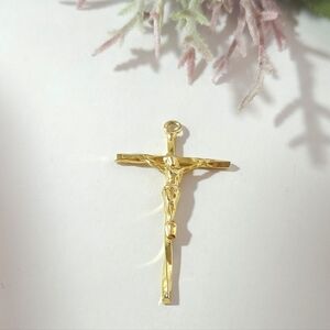 Vintage Dainty Gold Tone Twist Cross Pendant or Charm Jewelry Making Classic